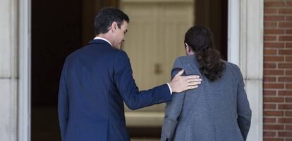 El candidato socialista y presidente del Gobierno en funciones, Pedro Sáncehz, y el líder de Unidas Podemos, Pablo Iglesias.