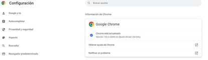 Versión Chrome