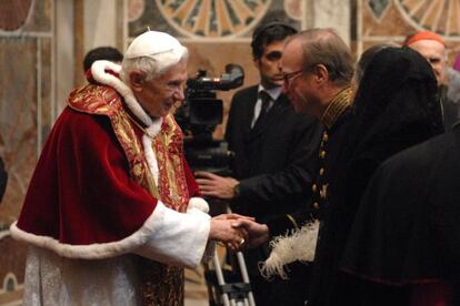 El Papa durante el encuentro con la diplomacia acreditada en el Vaticano.