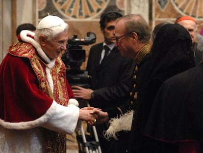 El Papa durante el encuentro con la diplomacia acreditada en el Vaticano.