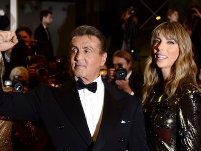 El actor Sylvester Stallone y su mujer Jennifer Flavin, en el Festival de Cannes en 2019.