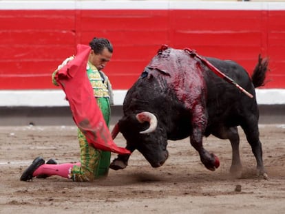 Iv&aacute;n Fandi&ntilde;o, en su primer toro.