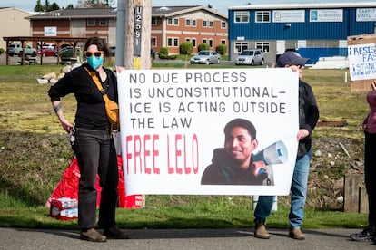 Protesta por la liberación de Alfredo 'Lelo' Juárez Zeferino, el 25 de marzo de 2025.