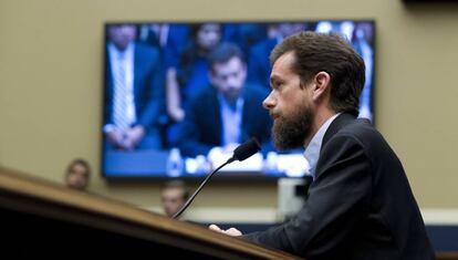 Jack Dorsey, en su comparecencia ante el comité del Senado, el 5 de septiembre.
 