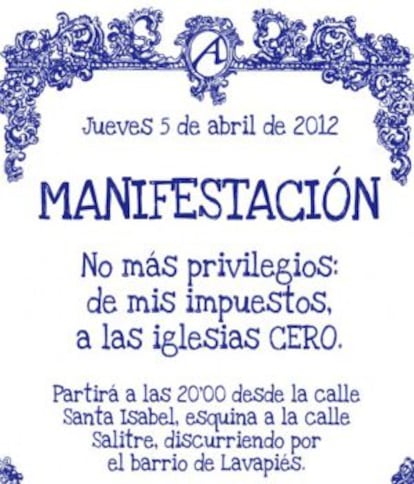 Cartel de la manifestación atea.