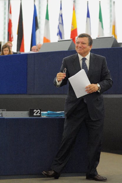 José Manuel Durão Barroso, en la Eurocámara, durante su discurso sobre el estado de la Unión Europea.