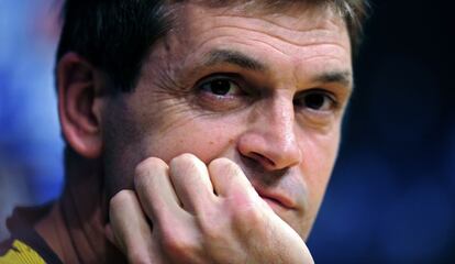 Tito Vilanova durante una rueda de prensa en el Camp Nou el 22 de octubre de 2012.