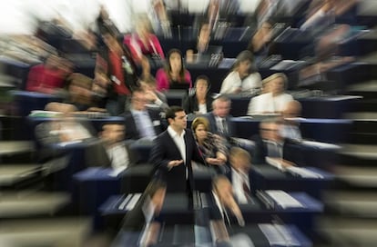 El primer ministro griego Alexis Tsipras, durante su intervenci&oacute;n hoy en el Parlamento Europeo en Estrasburgo, Francia.