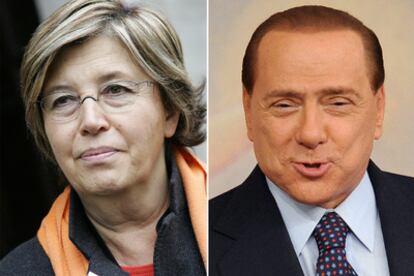 La candidata de izquierdas de la que se mofó Berlusconi, Mercedes Bresso, y el jefe del Gobierno de Italia.