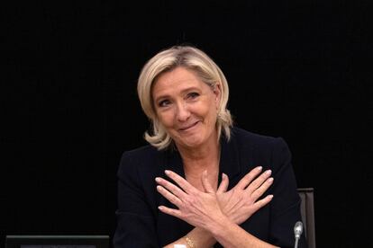 Marine Le Pen, en un acto del partido Rassemblement National, el domingo. 