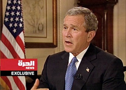El presidente Bush, en la entrevista concedida ayer al canal árabe Al Hurra, controlado por Estados Unidos.