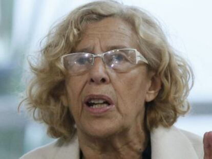 Manuela Carmena, a la roda de premsa d'aquest divendres.