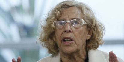 Manuela Carmena, a la roda de premsa d'aquest divendres.