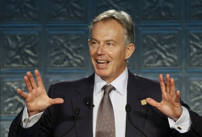 Tony Blair durante un discurso en Cleveland (EE UU) el mi&eacute;rcoles pasado.