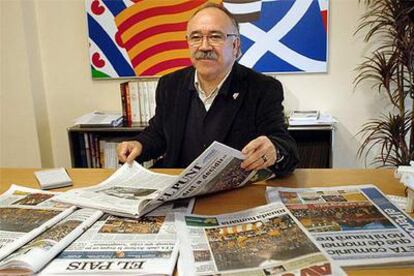 Josep Lluís Carod Rovira, antes de la conferencia de prensa sobre la manifestación del pasado sábado.