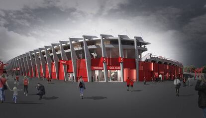 Imagen virtual del campo del Nàstic.