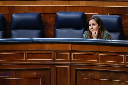 Ione Belarra, durante el pleno del Congreso de los Diputados, este jueves en Madrid.