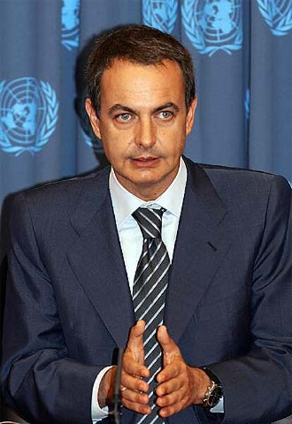 José Luis Rodríguez Zapatero, durante la rueda de prensa en Nueva York.