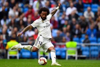 Marcelo marca el primer gol del Real Madrid ante el Levante.