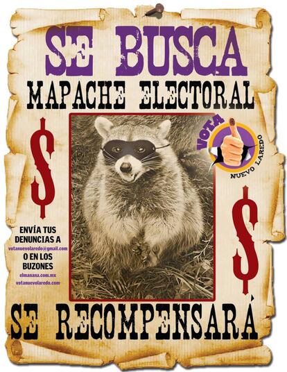 Un cartel se burla de las trampas electorales.