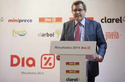 Ricardo Curr&aacute;s, consejero delegado de Dia, en la presentaci&oacute;n hoy en Madrid de los resultados.