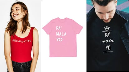 Camisetas de Bershka, El Corte Inglés y Pitita.