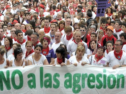 Demonstration in response to the rape of a young woman on the first night of Sanfermines.
