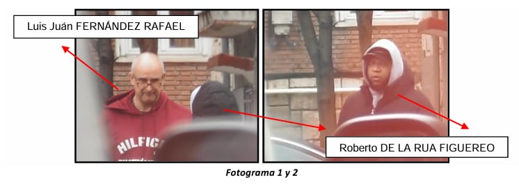 Fotograma extraído del sumario en el que se ve al jefe de la Policía Luis Fernández  y a su camello, Roberto de la Rua.