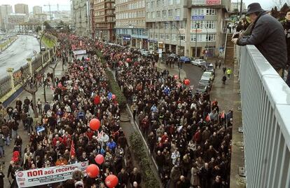 Manifestación en A Coruña contra la reforma laboral y otros recortes, el pasado día 19.