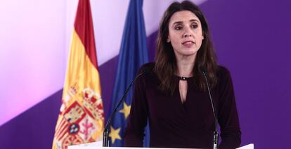 La ministra de Igualdad, Irene Montero, en el acto institucional con motivo del 8 de marzo. 