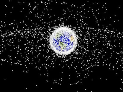 Imagem do lixo espacial que orbita a Terra.