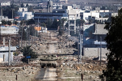 An Israeli tank in the Golan Heights, Syrian territory occupied by Israel since 1967.