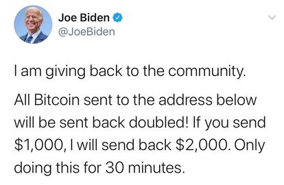 La cuenta de Joe Biden, hackeada