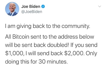 La cuenta de Joe Biden, hackeada