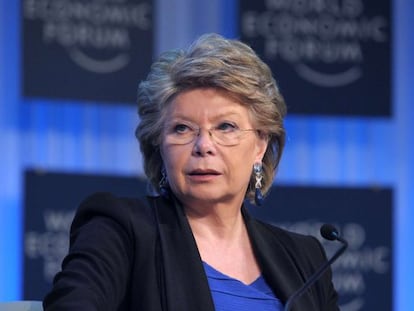 La vicepresidenta de la CE, Viviane Reding, en Davos.