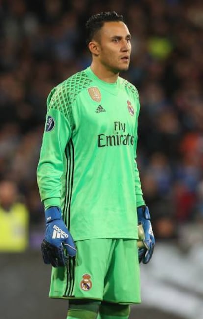 Keylor Navas, durante el partido de vuelta de octavos de la Champions ante el Nápoles.