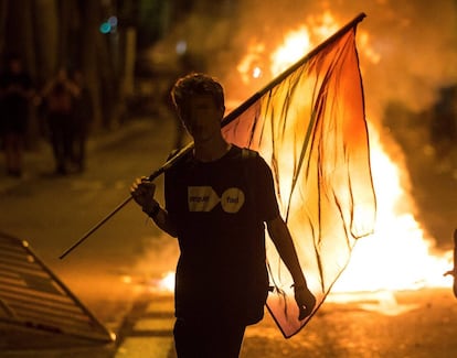 A protester during the clashes. 