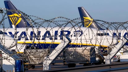 Aviones de Ryanair en el aeropuerto de Charleroi (Bélgica), el pasado 10 de agosto.