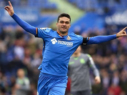 Jorge Molina celebra un gol del Getafe.