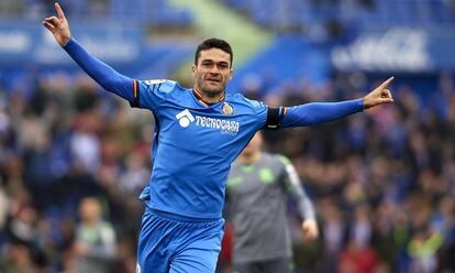 Jorge Molina celebra un gol del Getafe.