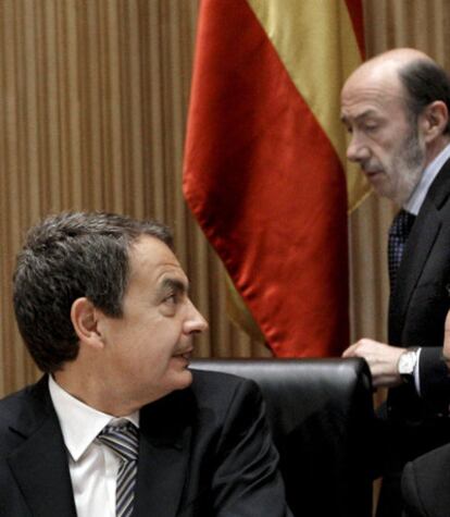 Zapatero y Rubalcaba, en el Congreso de los Diputados.