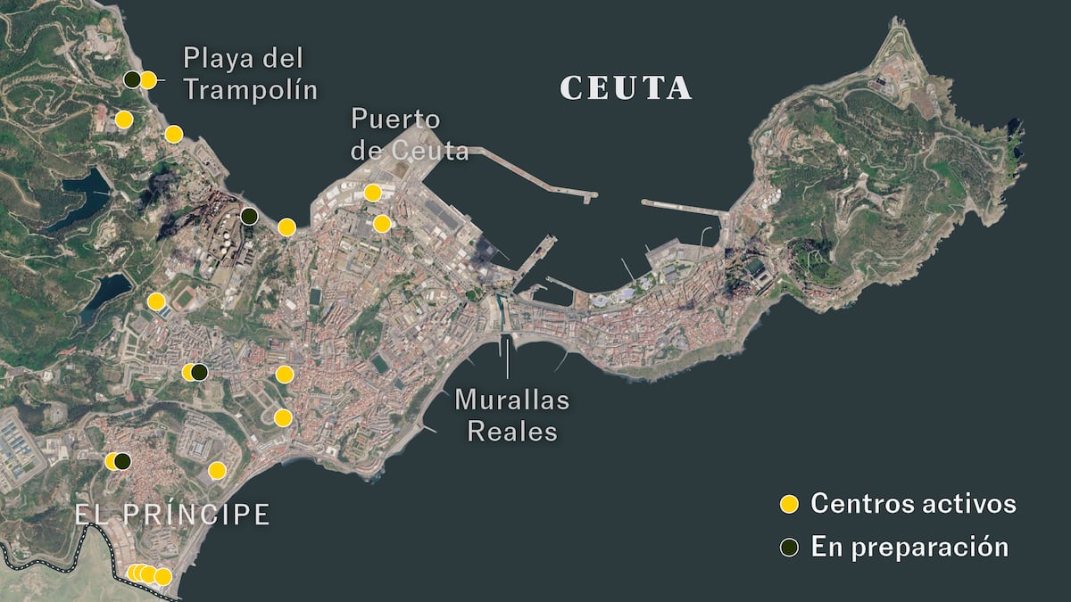 El mapa de Ceuta 50 días después de la entrada: más de 10.000 migrantes entre centros y asentamientos informales
