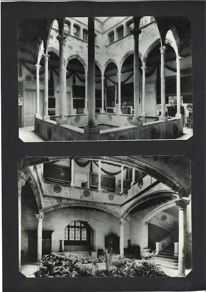 Planta baja y planta piso del patio de la casa Gralla reconstruido en la finca de los Brusi de Sant Gervasi de Barcelona, en una imagen anterior a 1936.