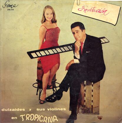 Portada del disco de Felipe Dulzaides con los violines de Tropicana del año 1957.