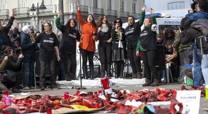 Concentración en Madrid contra la violencia machista.