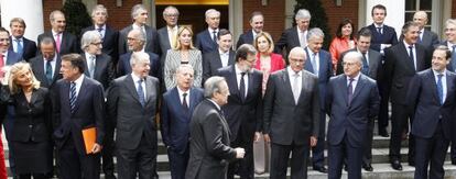 Mariano Rajoy i un grup d'empresaris, entre ells, Florentino Pérez.