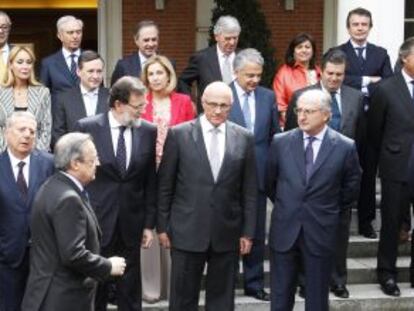 Mariano Rajoy y un grupo de empresarios, entre ellos, Florentino Pérez.