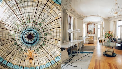 Cúpula restaurada del hotel Palace de Madrid y suite real del hotel Four Seasons de la capital, una de las más caras de la ciudad: 25.000 euros (más IVA) por noche.
