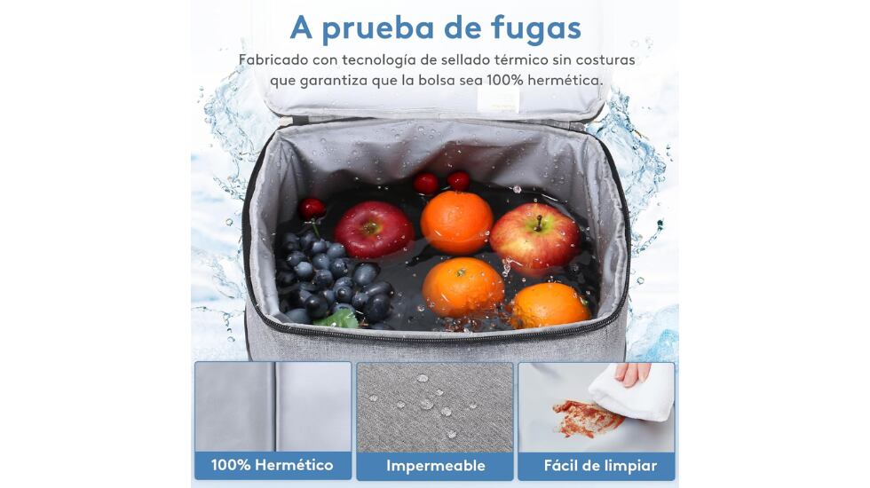La bolsa térmica es impermeable y tiene un diseño a prueba de fugas.