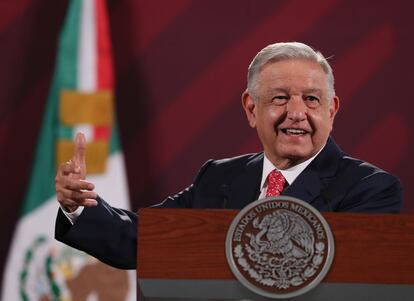 El presidente de México, Andrés Manuel López Obrador, durante la conferencia de prensa matutina en Palacio Nacional, en Ciudad de México (México).